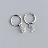 Daiiibabyyy  Retro Classic Black Enamel Star Drop Dangle Earrings for Women Cute Five-pointed Star Stainless Steel Hoop Earrings Jewelry Gift