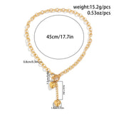 DAIIIBABYYY  -  Punk Heart Shaped Pendant Necklace Women's Fashion O-shaped Chain Buckle Necklace Sexy Chest Chain Body Jewelry Gift