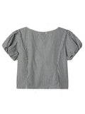 Daiiibabyyy Summer Women Cute Core Mori Girl Plaid Shirts Sleeveless Gyaru Vintage Mori Girl Square Collar Blouses Korean Tide Crop Top New