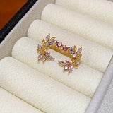 Daiiibabyyy  Korean Exquisite Flower Butterfly Earrings for Women Bling Cubic Zirconia Stud Earring Girl Wedding Party Sweet Jewelry Gifts