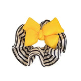 DAIIIBABYYY  -  Yellow cotton bow black and white striped pleated large intestine hair tie, fashion versatile cute sleep hair tie hair accessory
