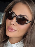 Daiiibabyyy  Luxury Brand Designer Triangle Cat Eye Sunglasses Women For Men Vintage Popular Metal Small Sun Glasses Ladies Shades