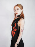 DAIIIBABYYY  -  Gothic Turtleneck Tank Tops Print Snake Streetwear Slim Summer Tops 2025 New 2000s Clothes Y2k Sleeveless T-shirt Tanks