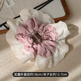Daiiibabyyy  French Girly Lace Ruffle Cloud Flower Hair Claw Clips Soft Cotton Women Daily Wedding Elegant Lazy Bun Fashion Hair Accessories
