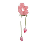 Daiiibabyyy New Tulip Floral Hair Rope for Women Elegant Hairband Bowknot Tassels Elastic Hair Ring Girls Sweet Headwear Hair Accessories