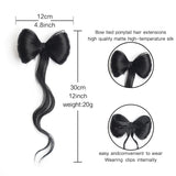 Daiiibabyyy  Synthetic Clamp Type Bowknot Hair Bun Black Brown Clamp Type Ponytail Hair Extensions Elegant And Natural Hair Accessories
