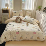DAIIIBABYYY  -  Instagram Cartoon Cute Pure Cotton Four Piece Set, All Cotton Bed, Nantong Home Textile Quilt Cover, Student Three Piece Set,