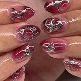 Daiiibabyyy  Manicure Long Almond and Ballerina False Nails Cat Eye Stars Fake Nials Leopard Detachable Nail Tips Women