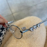DAIIIBABYYY  -  Metal Oval Shades Women Men Rhinestone Diamonds Sunglasses 2024 Unisex Bling Eyeglasses Frames Uv400 Fashion Eyewear Glasses
