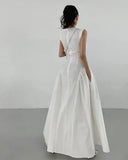 DAIIIBABYYY  -  Spliced Side Pleated Vest Sleeveless Dress Women 2025 Summer New Style French Luxury Slimming Long Elegant