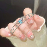 Daiiibabyyy  Y2K Blue Peach Heart Zircon Bracelet For Women Simple Crystal Cross Star Irregular Geometric Bracelet  Aesthetic Jewelry