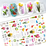 Daiiibabyyy 1pcs 3D Sunflower Nail Stickers Rose Florals Water Transfer Decals Nail Art Sliders Decorations Manicure Wraps Accessories