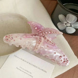 Daiiibabyyy  1pc multi-color starfish hair clip acrylic hair claws, summer beach hair clip with claws for strong fixation