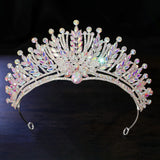 Daiiibabyyy  Baroque Royal Queen AB Crystal Rhinestone Wedding Bride Crowns for Women Princess Tiaras Quinceanera Hair Dress Accessory