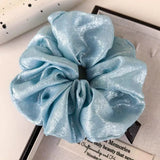 DAIIIBABYYY  -  Elegant Shiny Bright Silk Scrunchies Pink White Oversized Hair Ties Rope Lazy Low Ponytail Holder Women Student Girls Hair Bands