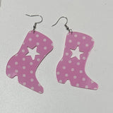 Daiiibabyyy  Japanese Kawaii Pink Polka Dot Boots Drop Earrings for Women Y2K 90s Aesthetic Cute Star Earrings Accessorie Jewelry Punk