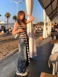 DAIIIBABYYY  -  Harajuku Striped Camisole Women Sleeveless Korean Fashion Streetwear Knitted Tank Tops With Tie Summer Tops Halter Tops