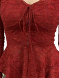 Daiiibabyyy  Sexy Y2k Lace Flower Slim Fit Tshirts for Women 2026 Ropa Mujer V Neck Bandage Cropped Tops Korean Fashion Flare Sleeve T-shirt