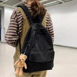 Daiiibabyyy Fashion Corduroy Women Backpack Anti-theft Shoulder Bag Pure Color School Bags For Teenager Girls School Backapcks Mochila