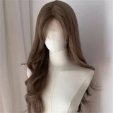 Daiiibabyyy  Brown Long Hair Chemical Fiber Synthetic Wig Big Wave Simulation Lolita Long Straight Wig Women's Wig