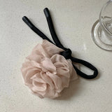 Daiiibabyyy  1PC Influencer Same Style Elegant Chiffon Flower Hair Tie For Women Sweet Large Flower Ponytail Holder Hair Accessories