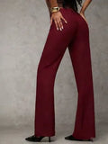 Daiiibabyyy  Spring Women's Clothing High Waist Wide Leg Pants For Woman Flowy Slimming Casual Trousers Polyester Full Length Elegant