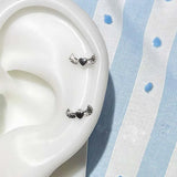 Daiiibabyyy  1Pcs Fashion Silver Color Angel Wings Heart Stud Earrings For Women Punk Hip Hop Metal Spiral Ear Bone EarringsY2K Jewelry Gifts