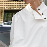 DAIIIBABYYY  -  Women's Ubran Blouses White Shirts Tops Fashion Cotton Stand Collar Loose Long Sleeves Buttons Simple Women Clothing