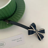 DAIIIBABYYY  -  Korean New Retro Knotbow Hair Accessories Fashion Black White Acetic Acid One Word Hair Clip Spring Clip For Woman Girls