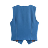 DAIIIBABYYY  -  Women Sexy V-Neck Sleeveless Hollow Pocket Decorate Solid Vest Top Woman Summer Fashion Slim Short Vest Streetwear Mujer