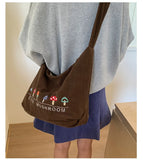 Daiiibabyyy  Fashion Preppy Letter Embroidery Shoulder Bag Vintage Y2k Aesthetic Kawaii Women's Handbags Casual All Match Ins Crossbody Bags