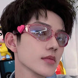 DAIIIBABYYY  -  Retro Y2K Style Oval Sunglasses for Women Fashion Heart Sports Goggles Popular Pink Cat Eye Sun Glasses Ladies Gafas De Sol