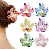 Daiiibabyyy  Fashion Colorful Flower Hair Claw Clips for Women Sweet Large Gradient Shark Clip Hair Claw Crab Clamp Headwear Hair Accessories