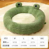 DAIIIBABYYY  -  Plush Warm Green Cat Dog Beds Nesting Basket Frog Shape Cartoon Cat Kennel Beds Pet Accessories
