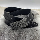 DAIIIBABYYY  -  Embossed Viking Renaissance Buckle Belt PU Printing Celtic Belt Knight Leather Medieval Waistband Cosplay Costume Accessories