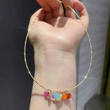 Daiiibabyyy  Sweet Rainbow Color Heart Zircon Charm Choker Necklace For Girls and Women Fashion Jewelry Summer on Holiday