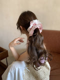 Daiiibabyyy  Cute Scrunchies Sweet Style Checkered Lace Four Layer Large Intestine Hair Band Hair Tie Bun Hairstyle Hair Band Hair Accessory