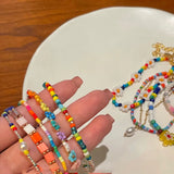 DAIIIBABYYY  -  New Fashion Summer Colorful Dopamine Flower Pearl Beaded Bracelet for Women Sweet Vacation Party Jewelry Friendship Gifts