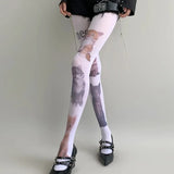 Cute Cat Pattern JK Pantyhose Sweet Punk White Tights High Stretchy Cotton Stocking for Cool Girl Cosplay Harajuku Japanese Sock