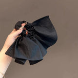 DAIIIBABYYY  -  Korean Women Black Pleated Skirt Hair Tie Scrunchies Ponytail Rubber Band Elastic Hair Bands Elegant Lady Girls Hair Accessories
