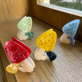Daiiibabyyy  New fun personalized creative rhinestone mushroom hair clip hairpin acetate hair clip for the back of the head, updo, shark clip