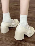 DAIIIBABYYY   -  French Vintage Mary Jane Shoes Women Summer New Leather Small Leather Shoes Female Bow Gentle Style Pure Color Chunky Heel Shoes