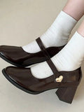 DAIIIBABYYY  -  Vintage France Mary Janes Shoes Women Belt Buckle Casual Square Heel Shoes Female Holiday Temperament Leisure Shoes Summer 2024