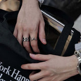 DAIIIBABYYY  -  Fashion Silver Color Star Rings for Women Men Retro Punk Geometric Smooth Personality Wide Couple Rings Party Jewelry Gifts 2024