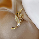 Fashion Exquisite Rhinestone Tree Leaves Brooches For Women Vintage Crystal Plant Brooch Elegant Clothing Pins Party Jewelry
