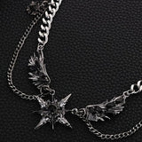 Daiiibabyyy  Punk Devil Wings Black Zircon Pendant Necklace for Men Women Gothic Hiphop Cool Dark Necklace Party Jewelry Accessories Gifts