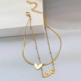Daiiibabyyy Titanium Steel Gold Color Double Layer Chain Heart Anklet Bracelet On Leg Foot Jewelry For Women Jewelry Accessories Charm Ankle