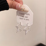 Daiiibabyyy  Korean Style Double-Layer Pentagram Drop Earrings for Women Sweet Cute Unique Niche Hoop Earrings Daily Commuting Jewelry Gifts