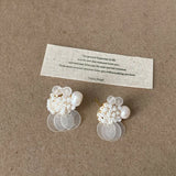 Daiiibabyyy  INS Fashion Natural Freshwater Pearl White Round Shell Tassel Dangle Earrings for Women Wedding Bridal Jewelry Wholesale