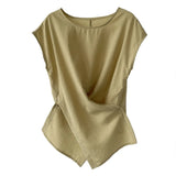 DAIIIBABYYY  -  Summer New Top Casual and Unique Irregular Crossed Tank Top Ma Fei Fei Sleeves Small Shirt